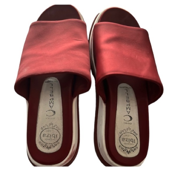 Jeffery Campbell size 10 dark red & white slides microfiber - Picture 6 of 12